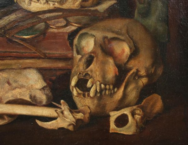 18th or 19th c. Vanitas Theme Oil Painting - 3