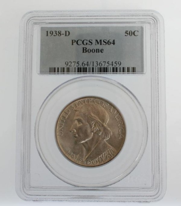1938-D Boone Commem. Half Dollar Coin PCGS MS64