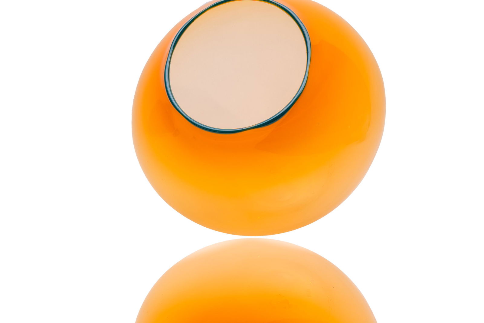 Dale Chihuly, Mango Basket with Teal Lip Wrap Handblown Glass Sculpture (1 of 10)