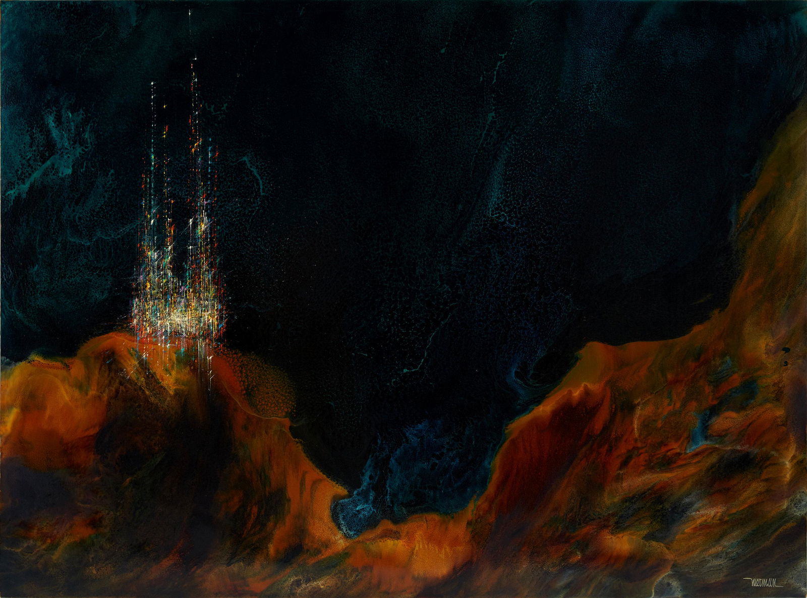 Leonardo Nierman Massive Unframed Original Oil on Masonite City on a Cliff (1 of 5)