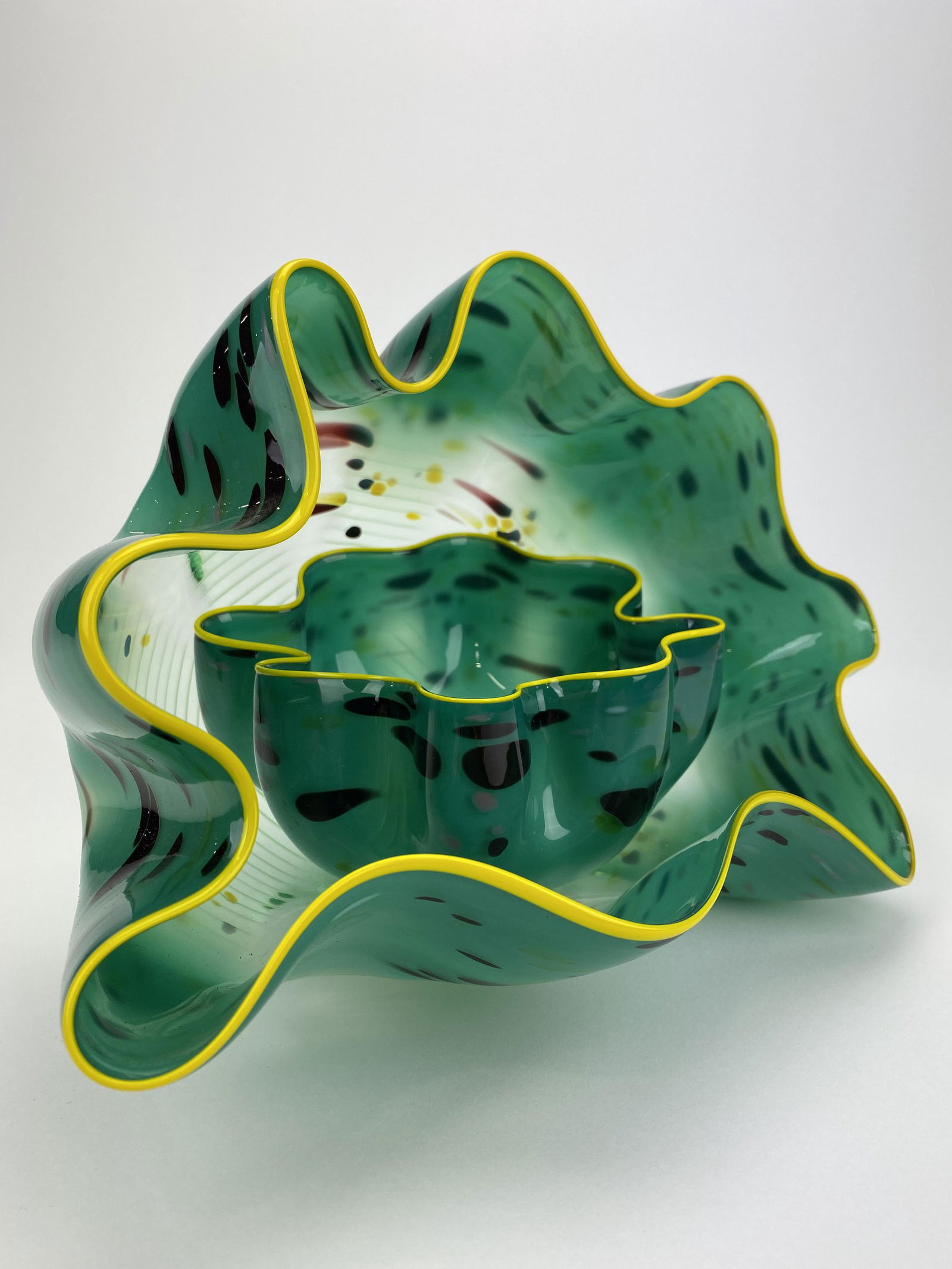 Dale Chihuly Signed Seagreen Macchia Pair Contemporary Hand Blown Glass Sculpture (1 of 8)