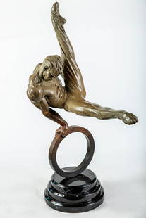 Richard MacDonald, Gymnast 1/2 Life State II Bronze Sculpture Edition of 100: Artist: Richard MacDonald Title: The Gymnast (State II) Medium: Bronze Sculpture Size: 51.5" x 18.5" x 40.25" Year: 1999 Edition size: 100 Inscription: Signed Documentation: Includes gallery certifica