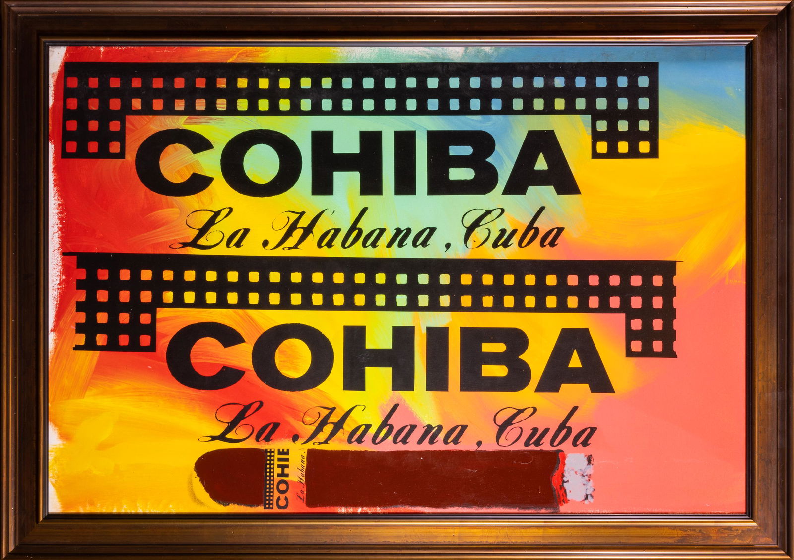 Steve Kaufman, Cohiba Cigar 38"x50" Original Oil Painting Pop Art Documented (1 of 12)