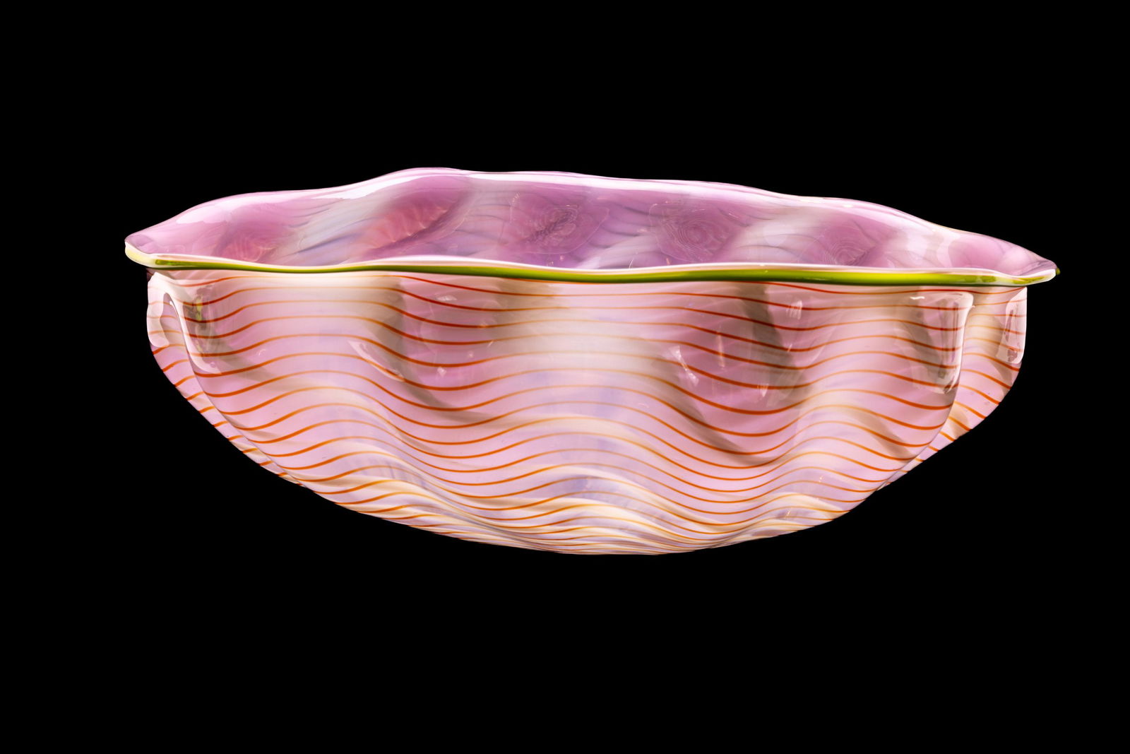 Dale Chihuly, Pink Seaform with Olive Green Lip Wrap (1 of 12)