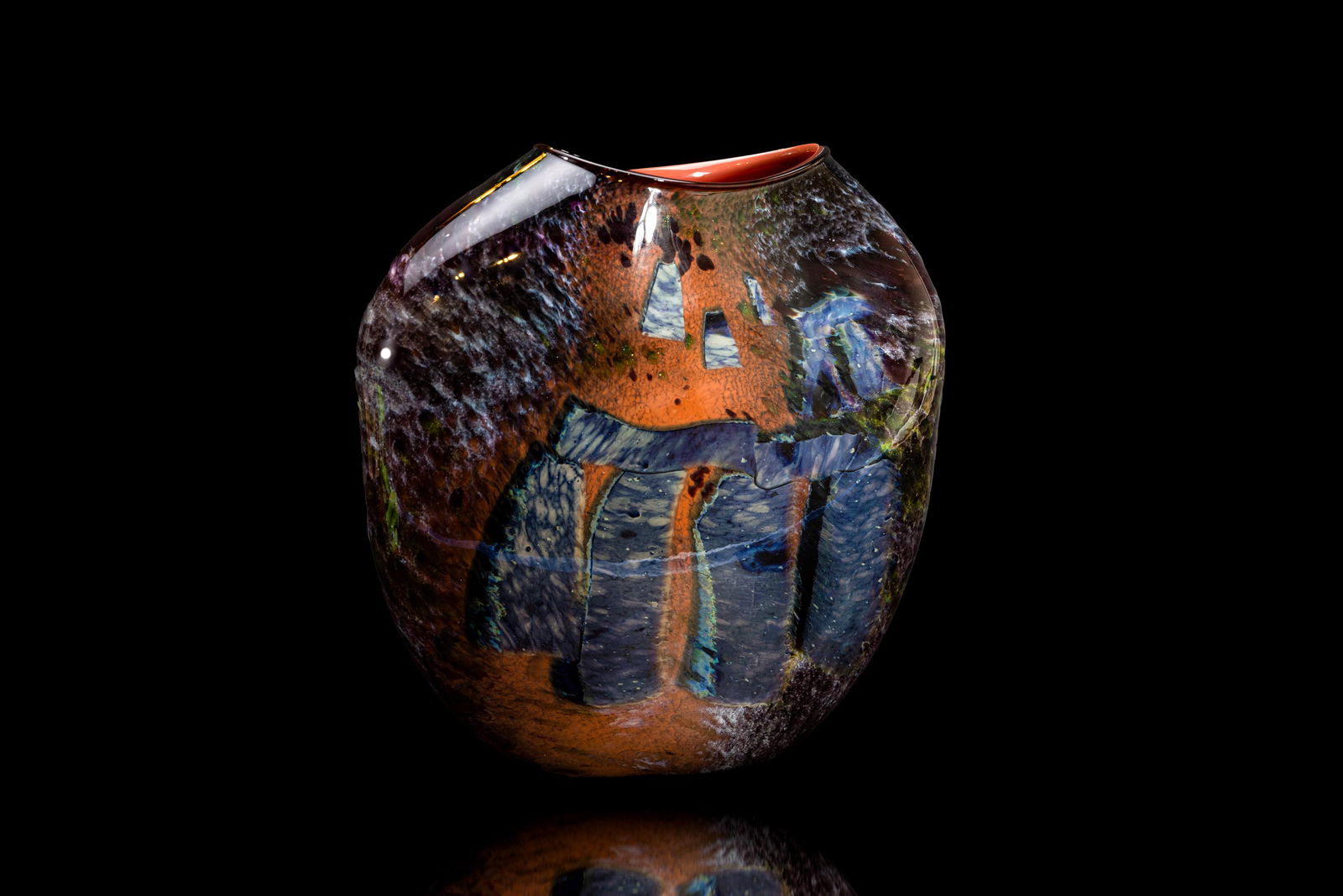 William Morris, Red and Black Shard Vessel Handblown Glass Sculpture (1 of 7)
