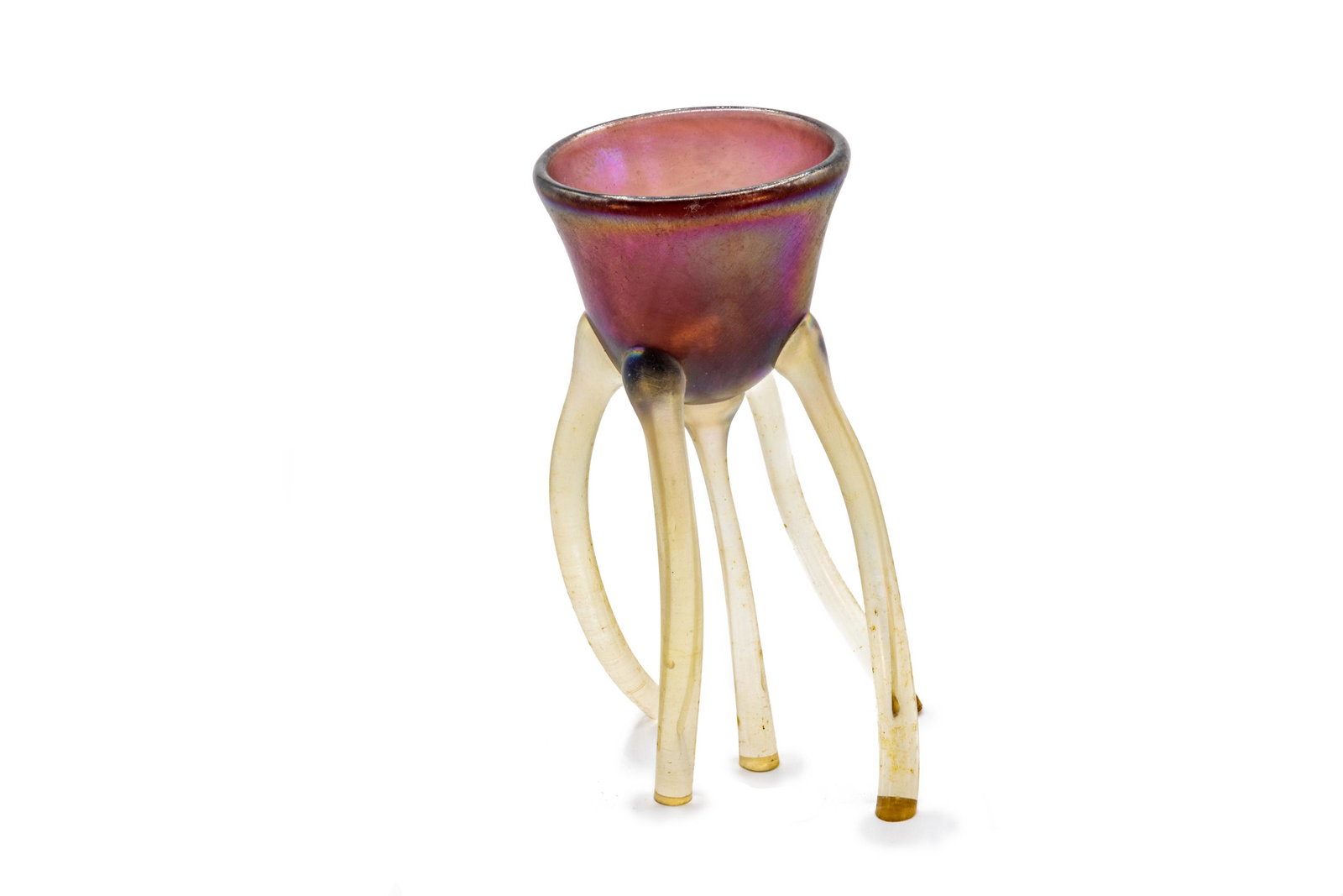 Mary Ann Toots Zynsky 1970s Hand Blown Glass Leg Goblet, Purple III (1 of 11)