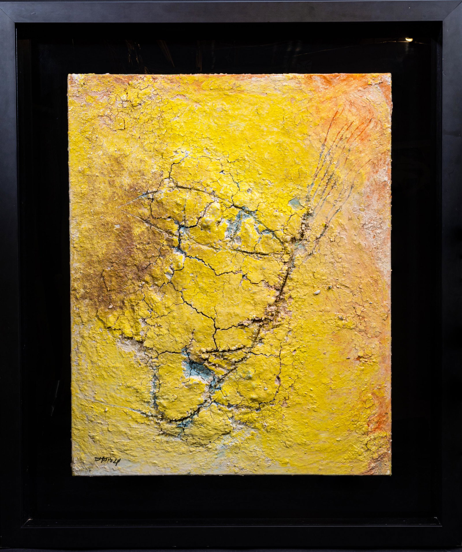 Jamali, Yellow Fresco Tempura Painting: Artist: Jamali Title: Yellow Fresco Medium: Tempura on CanvasÃ‚ Size: Frame 40 1/2" x 34 1/2" ; canvas 30" x 24" Edition: Original Inscription: Signed lower left Documentation: Includes Gallery Cer