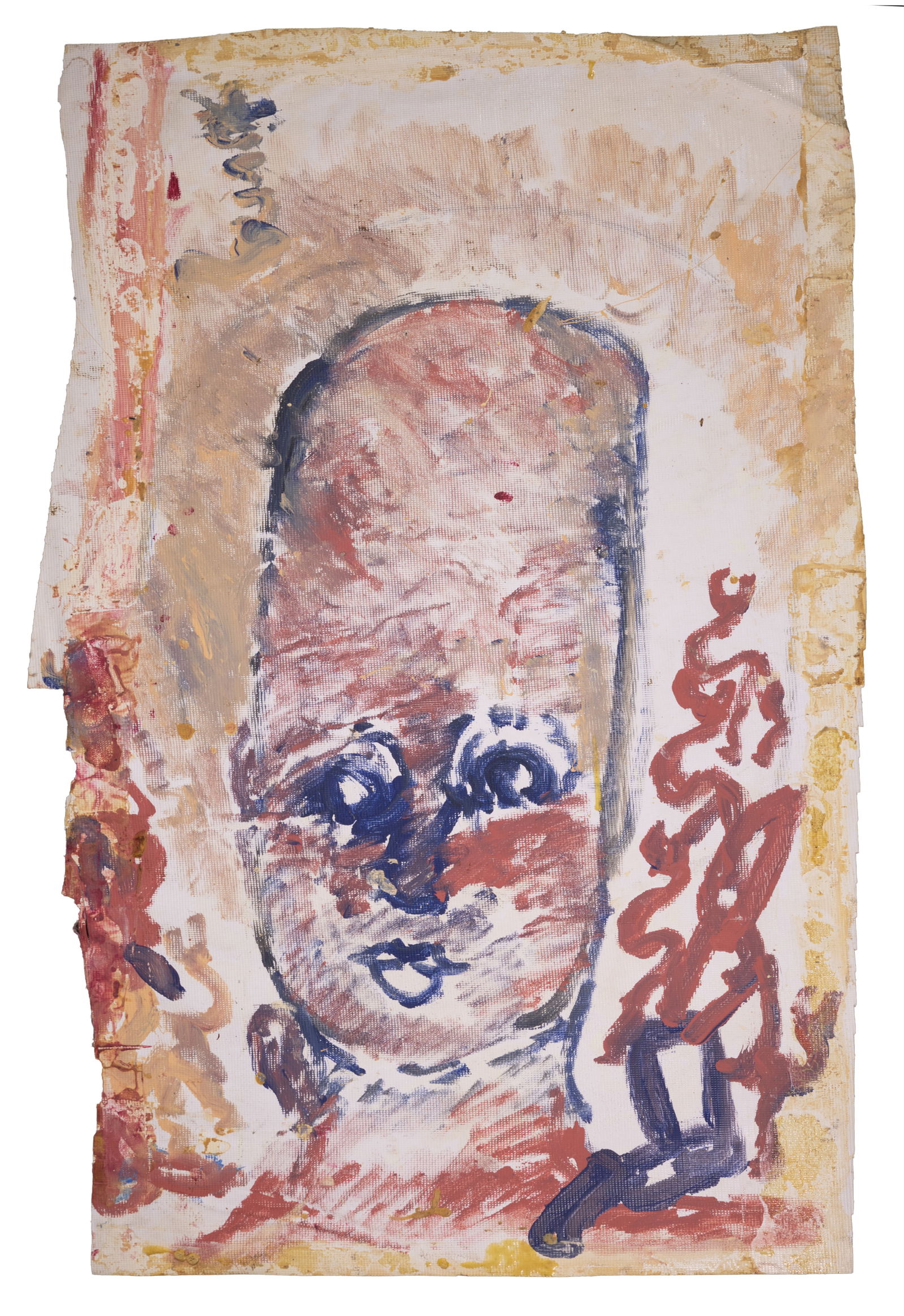 Purvis Young Portrait of a Man Signed Large 47" Painting on Canvas with COA (1 of 20)