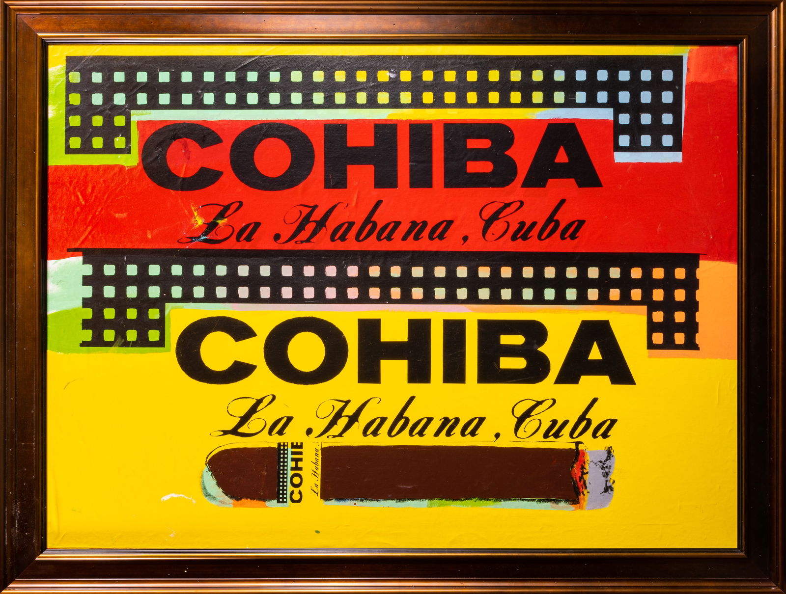 Steve Kaufman Double Cohiba Cigar Original Oil Painting Warhol Famous Assistant (1 of 11)