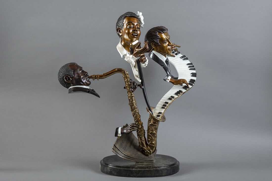 Paul Wegner Lady Day Bronze 30" Billie Holiday Signed Sculpture Music Blues Jazz (1 of 10)