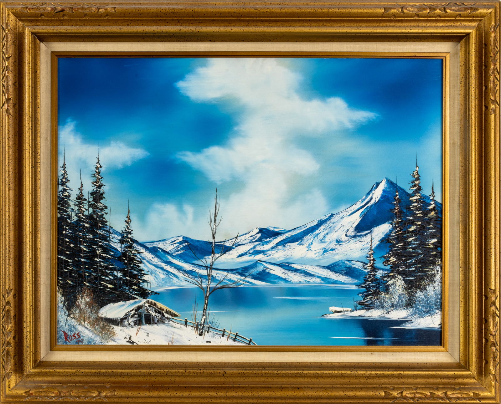 Bob Ross Authentic Signed Original Painting Winter Solitude Oil on 18" x 24" Canvas (1 of 15)