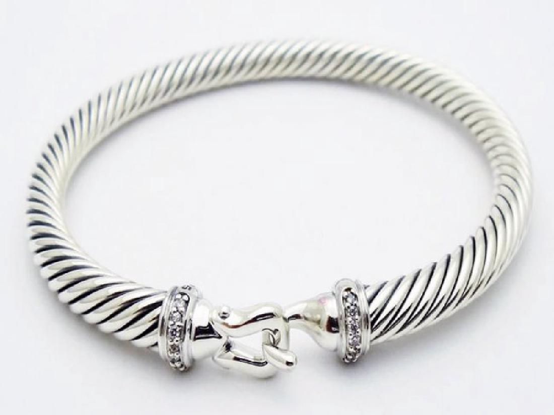 David Yurman 925 Silver Bracelet & Pave Diamonds (1 of 4)