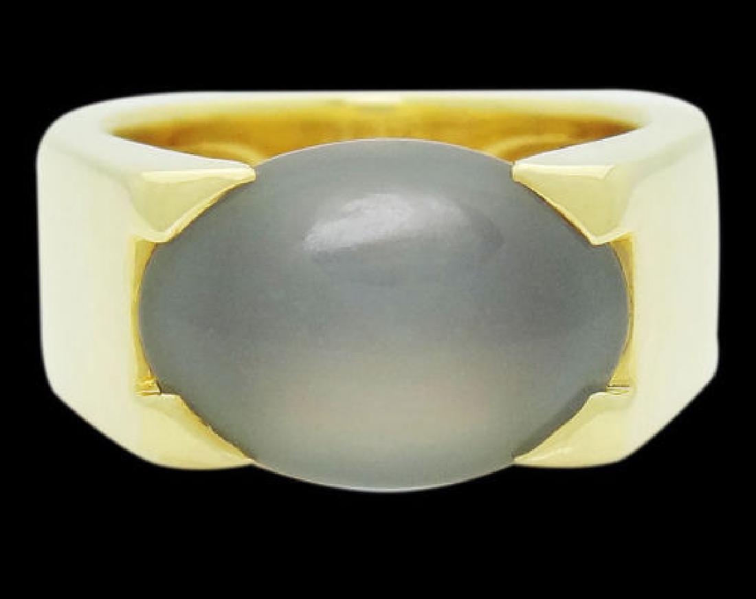 Cartier 18k Gold Large 14 x 5mm Oval Chalcedony Ring (1 of 7)