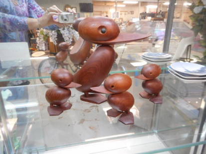 Rare Iconic 1950’s Hans Bolling Of Denmark Teak Wood: Rare Iconic 1950’s Hans Bolling Of Denmark Teak Wood ‘Mother Duck’with 3 DucklingsRare Iconic 1950’s Hans Bolling Of Denmark Teak Wood ‘Mother Duck’ with three ducklings. all in very good
