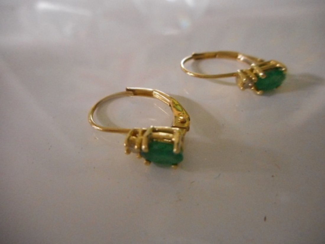 emerald and diamond 14k Earrings pierced w/appraisal (1 of 3)