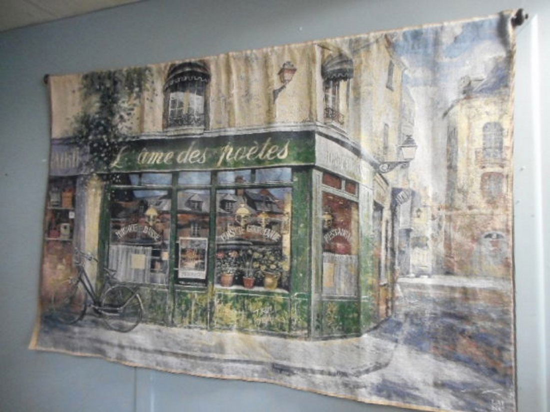 Vintage French Country Tapestry Art Wall Hanging Cafe L (1 of 3)