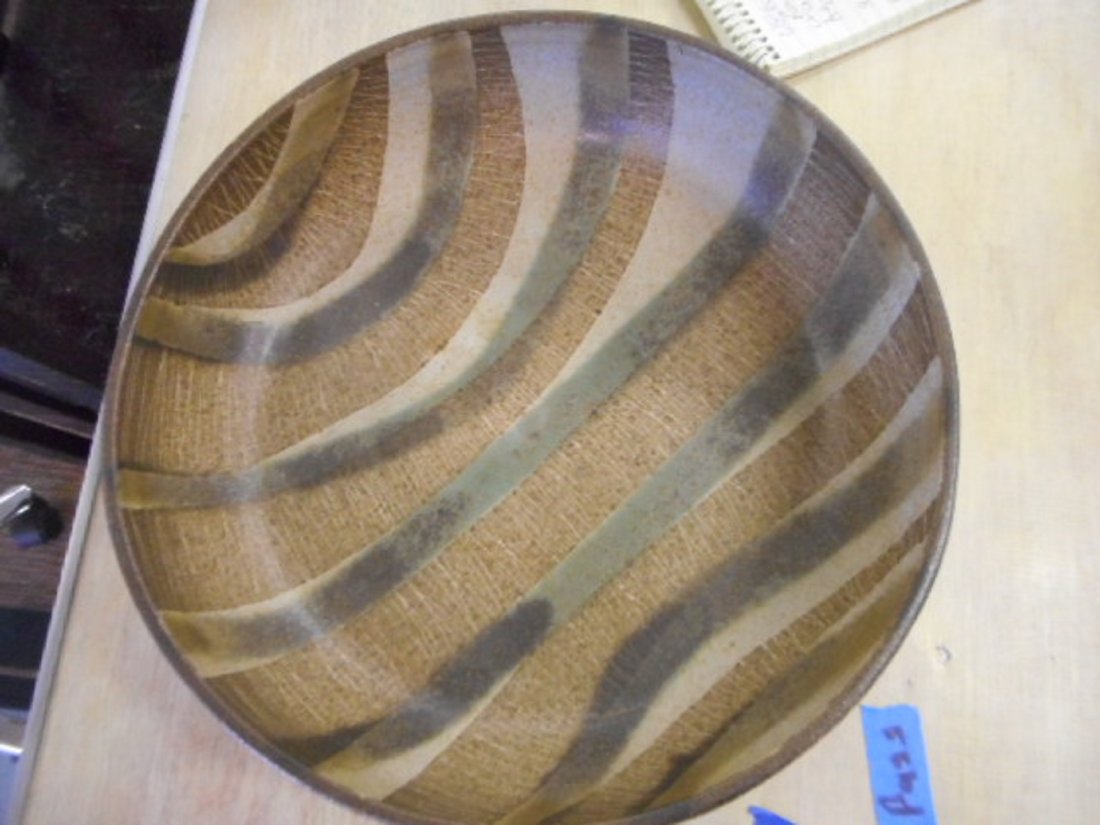 Clyde Burt signed bowl  ~ glazed earthenware midcentury (1 of 3)