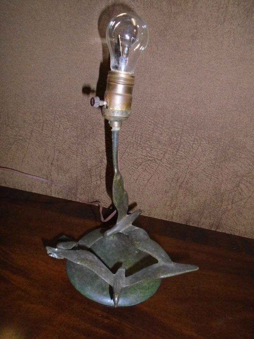 Robert Garret Thew Bronze Lamp Flying Seagulls Vintage (1 of 5)