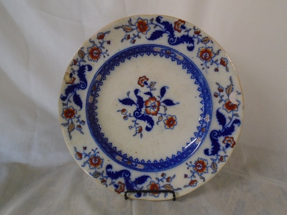 Antique Gaudy Welsh Hand-Painted Ceramic Plate Oriental (1 of 5)