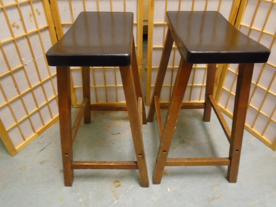 24" Heavy Duty Saddle Seat Bar Stool  Set of 2 (1 of 3)