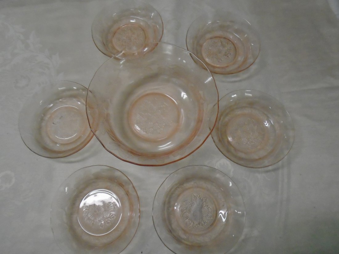 Macbeth Evans DOGWOOD PINK DEPRESSION GLASS 7 BOwls (1 of 3)