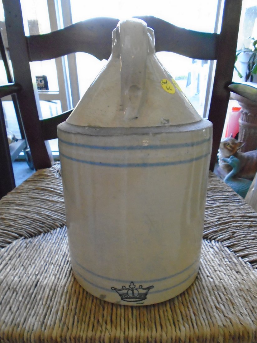 Antique Blue Decorated Stoneware Jug Crock (1 of 5)