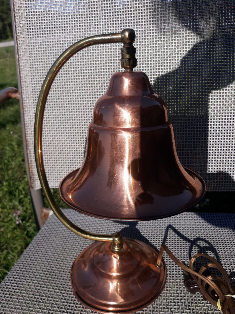 art deco copper & brass bell lamp (1 of 4)