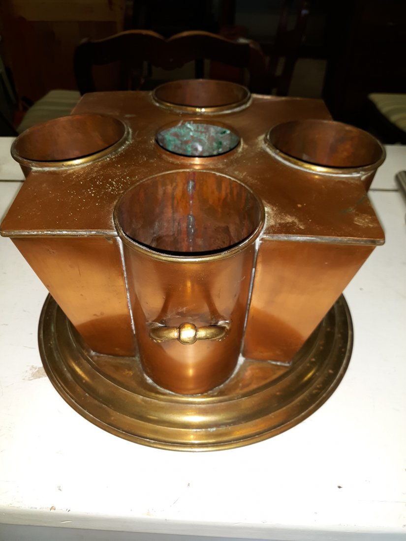 Monumental VTG Copper /Brass Cylinder Vases Centerpiece (1 of 4)