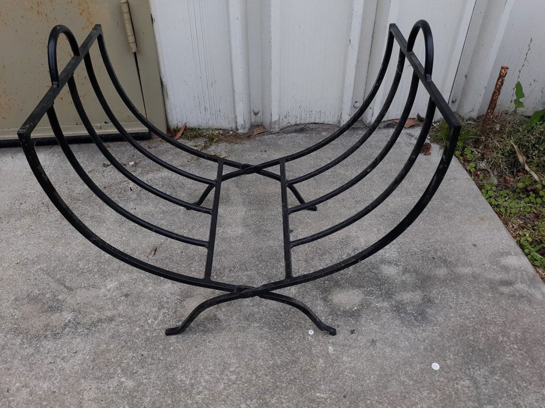 mid century style wrought iron log holder (1 of 3)