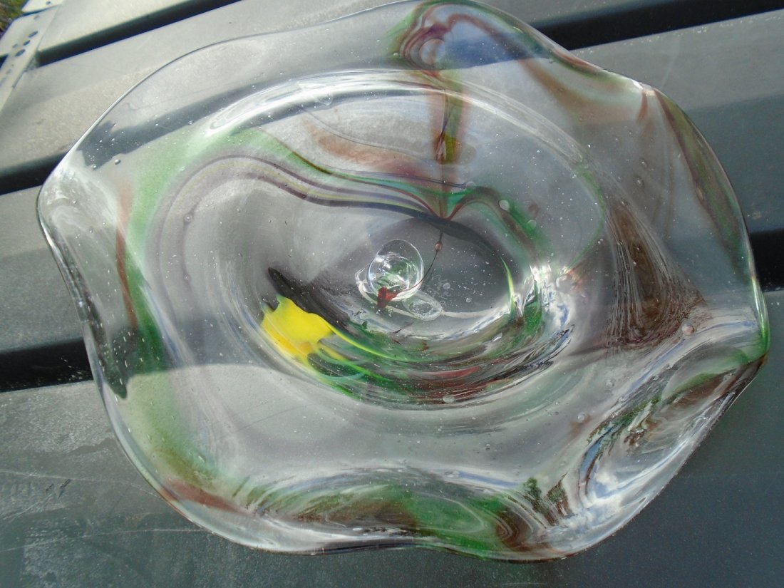 Sam Rushing Signed Hand Blown Art Glass: Sam Rushing Signed Hand Blown Art Glass what a beautiful piece no damage see pics 10" wide signed and dated 5/08