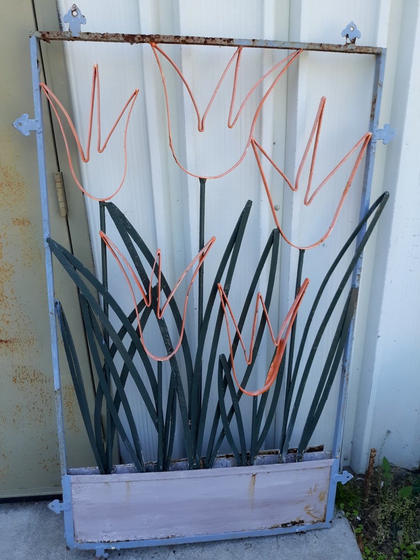 Rare Mid Century Wrought Iron Panel Screen 59" x 35" (1 of 10)