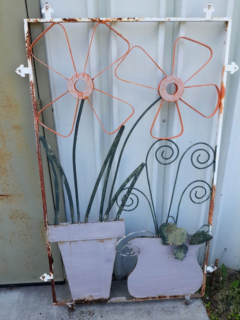 Rare Mid Century Wrought Iron Panel Screen 59" x 35" (1 of 9)