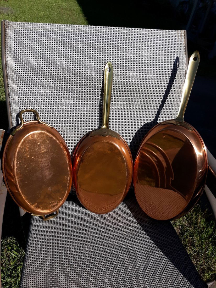 rare oval copper and brass skillets (1 of 5)