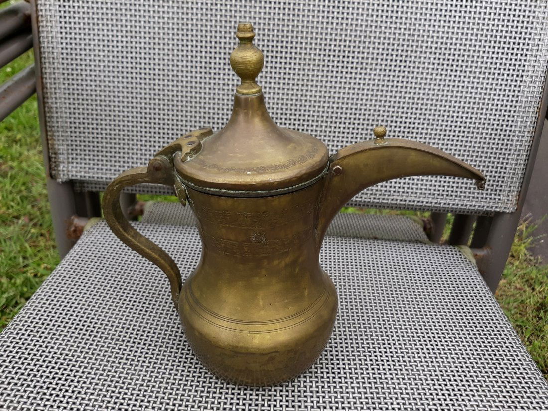 antique dallah brasss turkish coffee tea pot (1 of 4)