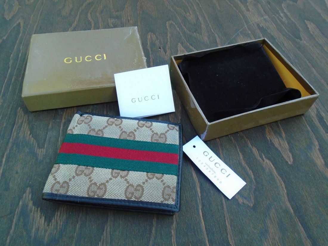 Vintage Gucci Authentic Mens  Bi fold Web Strip Wallet (1 of 5)