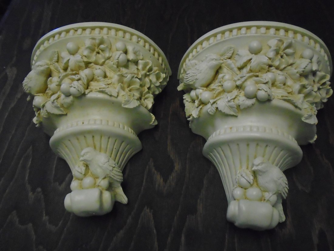 Ornate Wall Sconces, Pr  Bird/Flowers  Wall Shelf Scone (1 of 2)