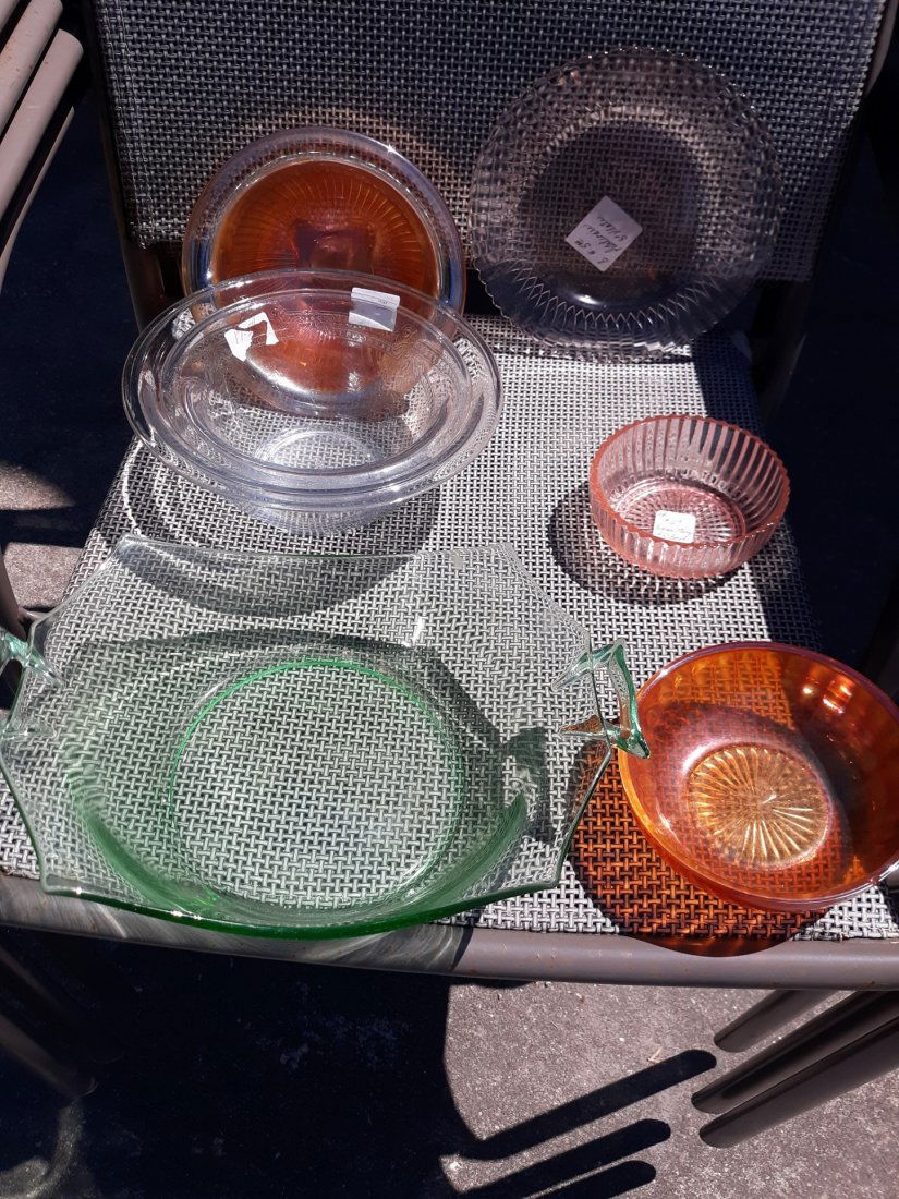 gorgeous depression glass lot of 7  green,blue++ (1 of 6)