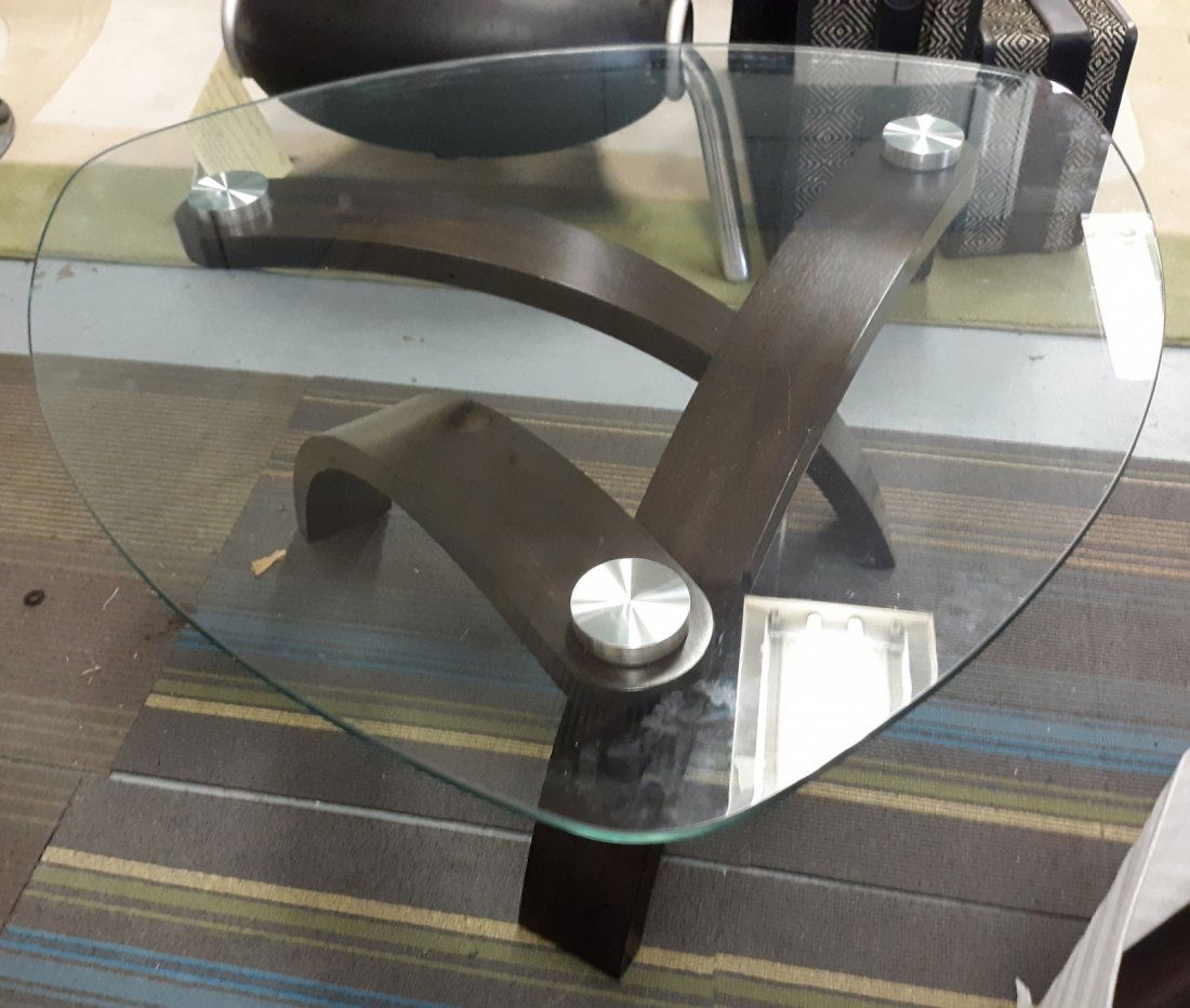 gorgeous MCM side or coffee table expresso & glass (1 of 2)