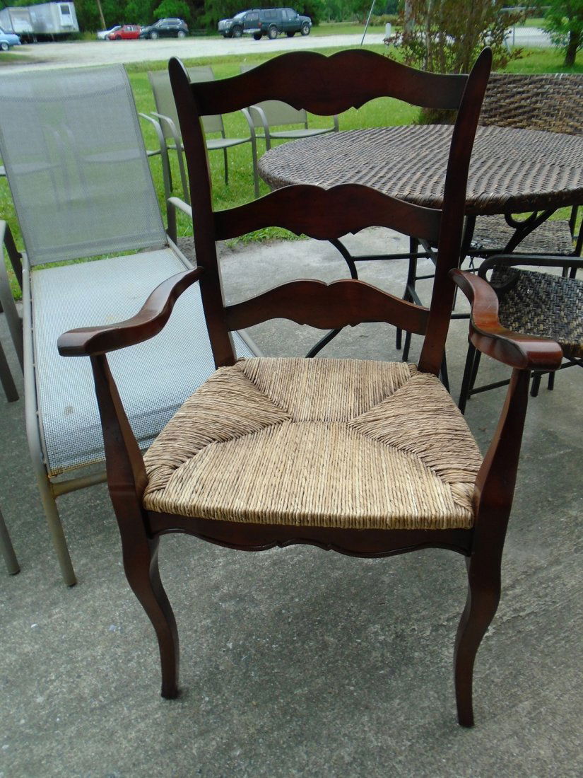 Vintage Ladder Back Rush Seat Arm Chair (1 of 2)