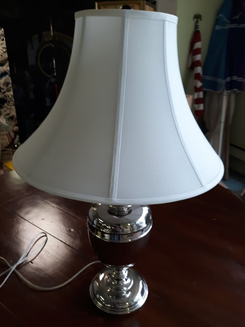 Nice Clean MCM Style Chrome Lamp w/shade (1 of 2)