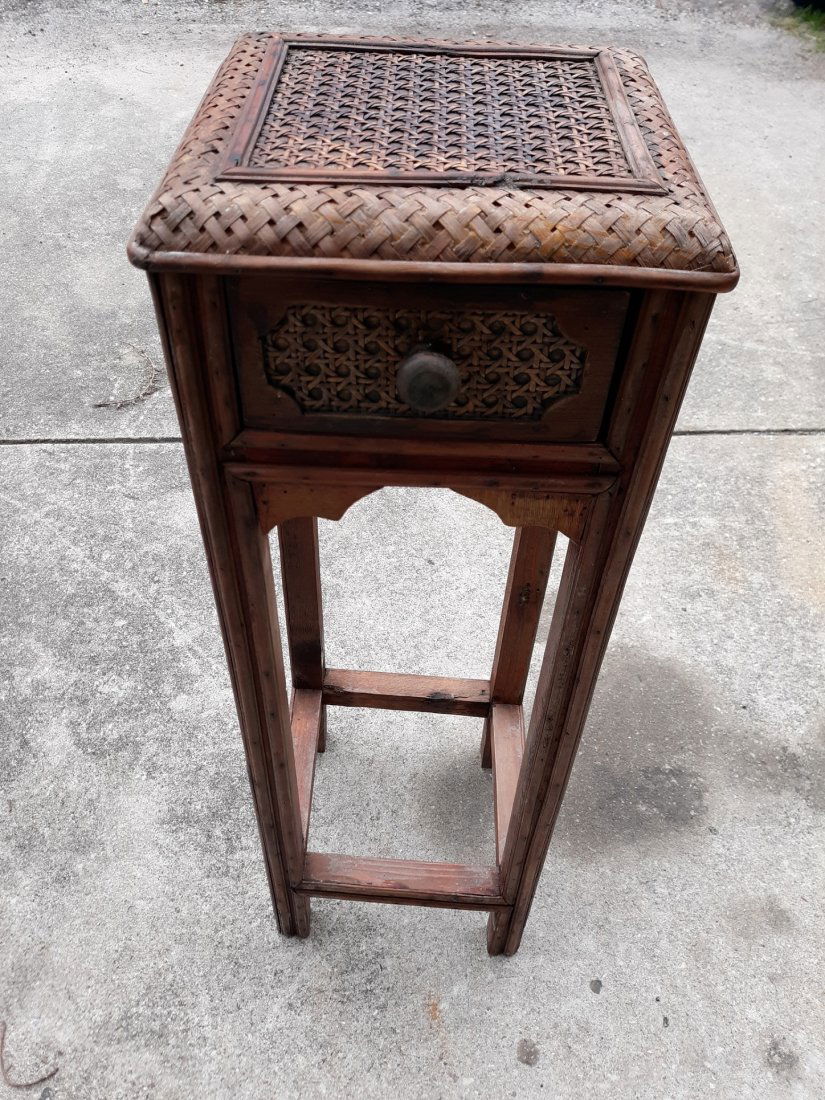 vintage wicker rattan 1 drawer table / stand (1 of 4)