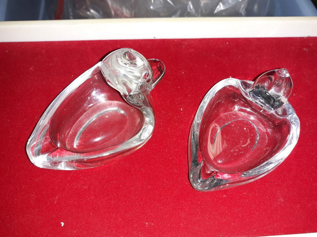 mid century crystal duck ashtrays (1 of 3)