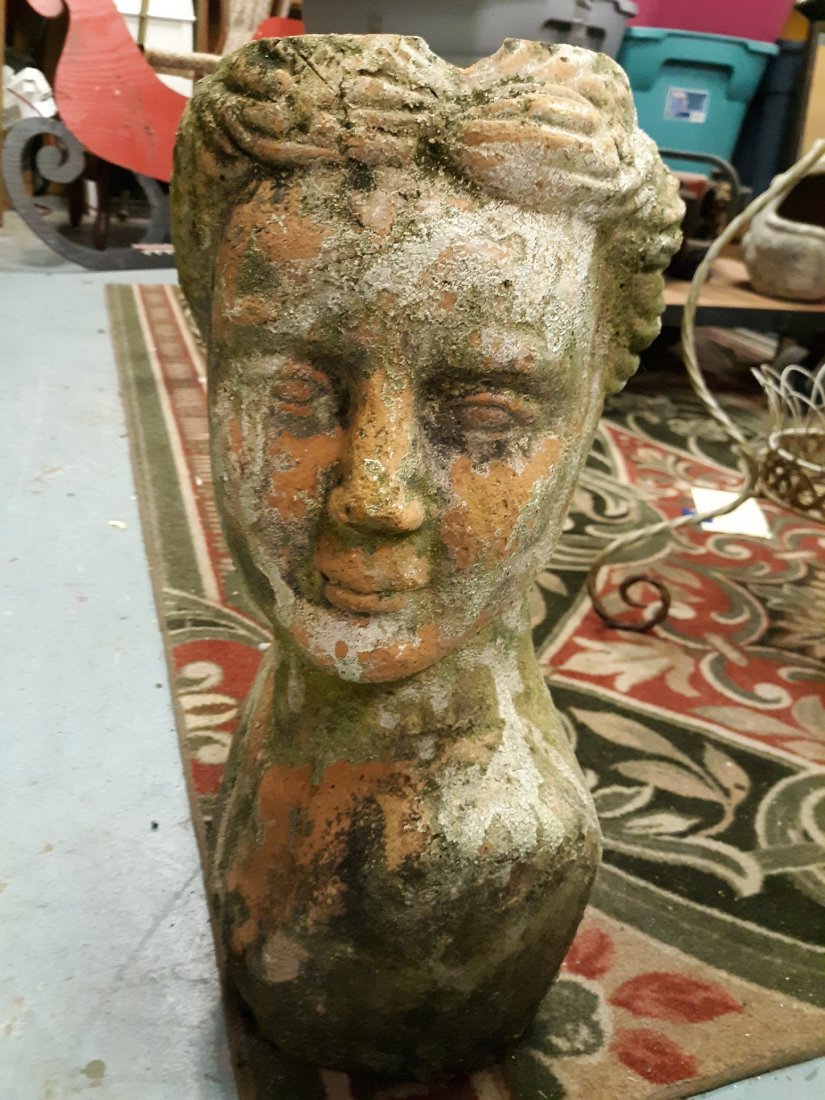 Antique Red Clay Venus Bust Garden Goddess Bust: stunning antique red clay Venus bust garden goddess planter from the 80 yr olds estate been in the family forever 1920-30's? in very good condition 1 small chip on top edge otherwise age expected dirt