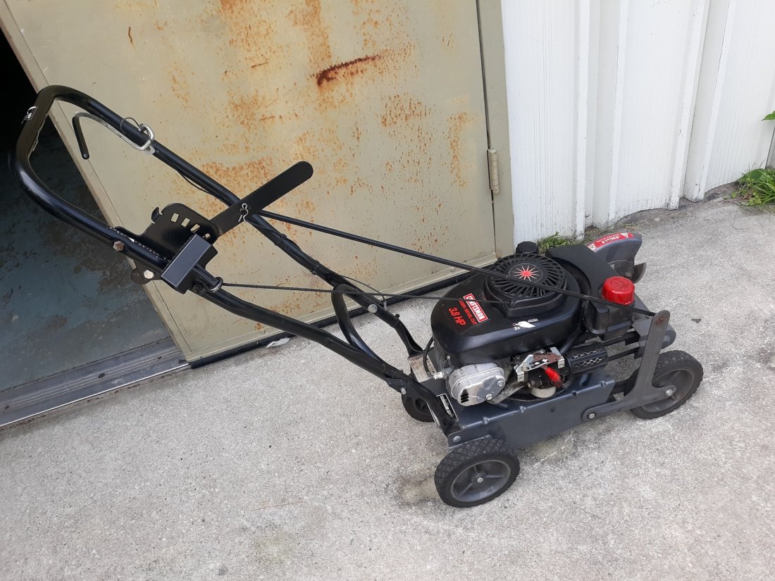 nice craftsman 3.8hp edger works": nice estate fresh working craftsman 3.8 hp edger, running works good can do straight or bevel cut see pics