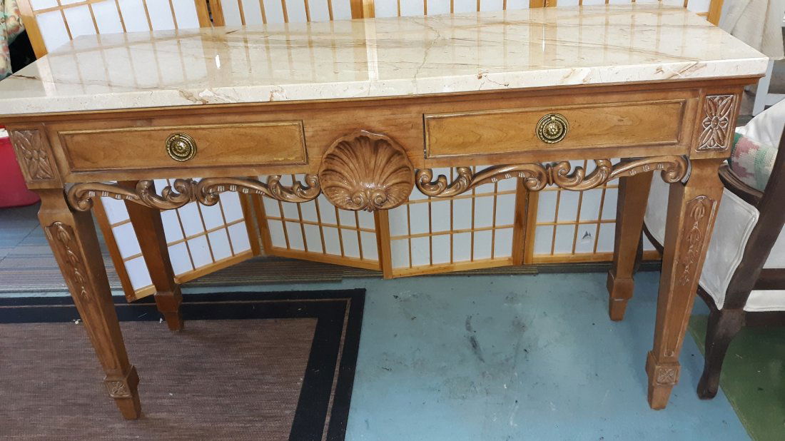 Carved Wood Marble Top Console Table Century Furniture Jul 04, 2020