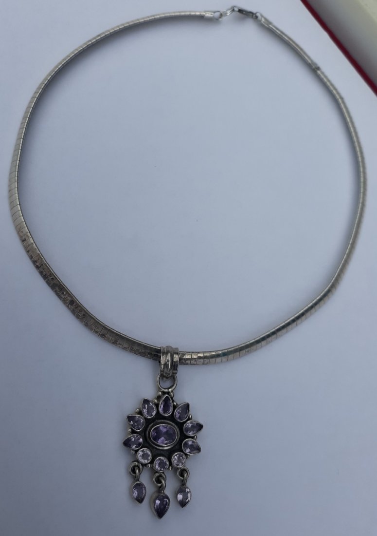 Italy Sterling Designer choker & Pendant Amethyst (1 of 5)