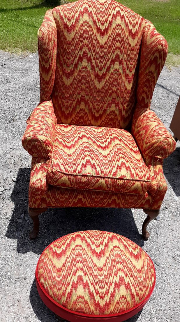 Flame Stitch Wing Chair Beautiful! (1 of 1)