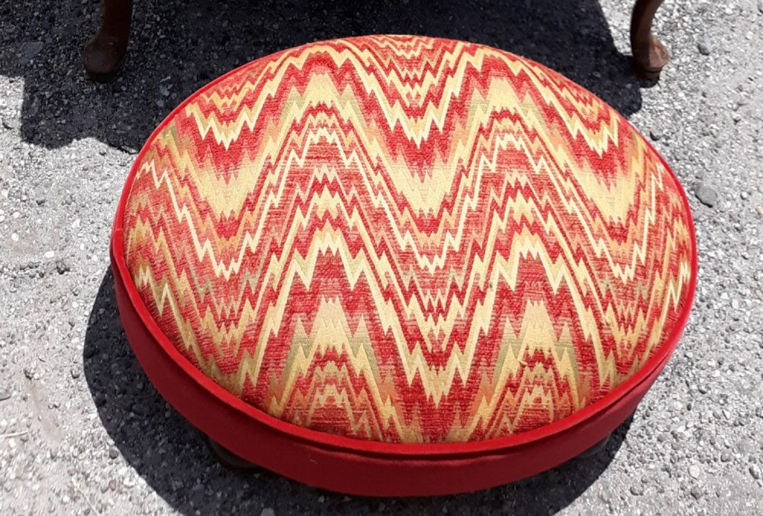 gorgeous Flame Stitch footstool ottoman (1 of 1)