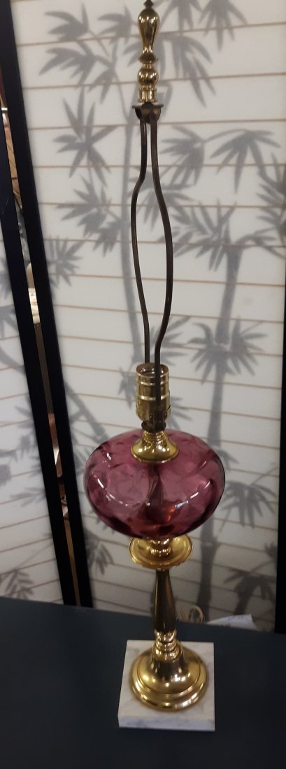 Vintage Cranberry Glass Lamp Gorgeous (1 of 3)