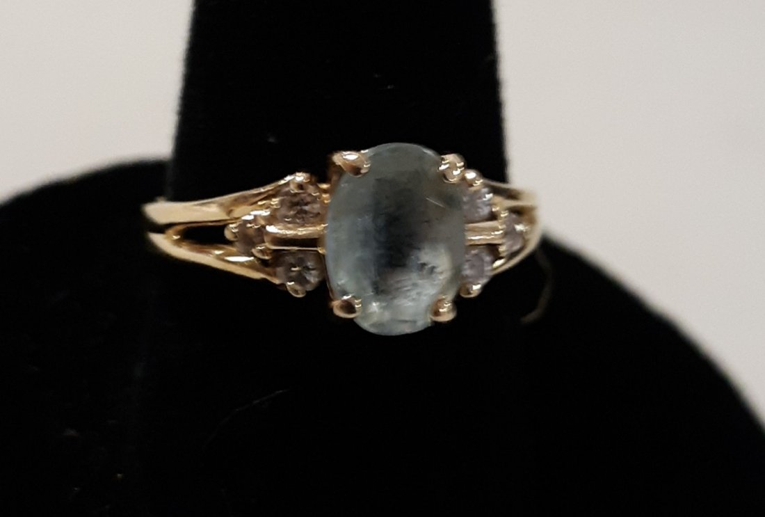 14K Tourmaline and Diamond Ring sz 7.5 (1 of 4)